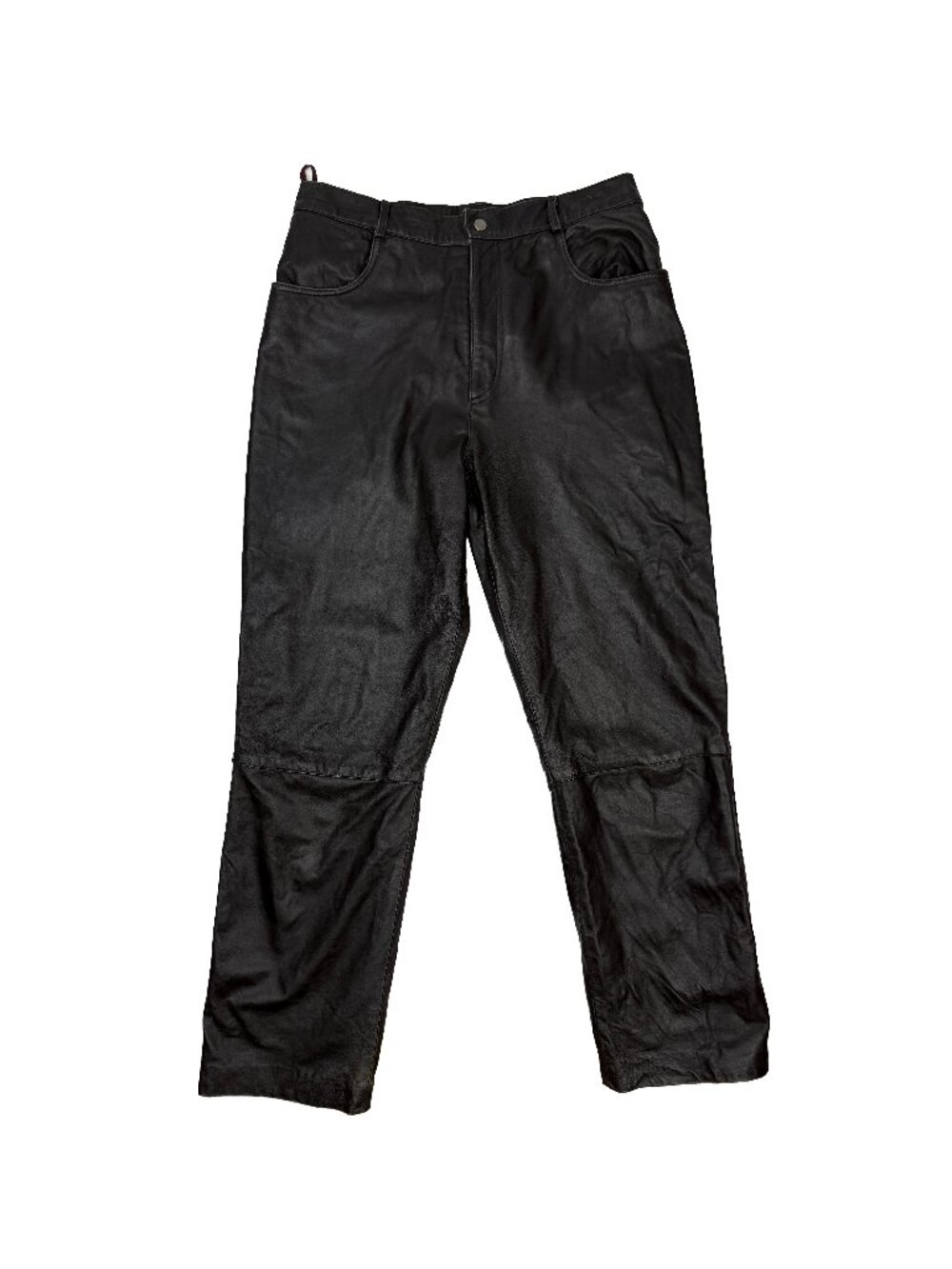 BOD & CHRISTENSEN Vintage 100% Leather Straight Leg Black Pants Size 14